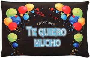  Cojin Rectangular Globos Te Quiero Mucho Negro 