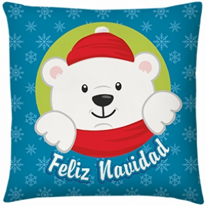  Cojin Cuadrado Navidad Oso Azul 